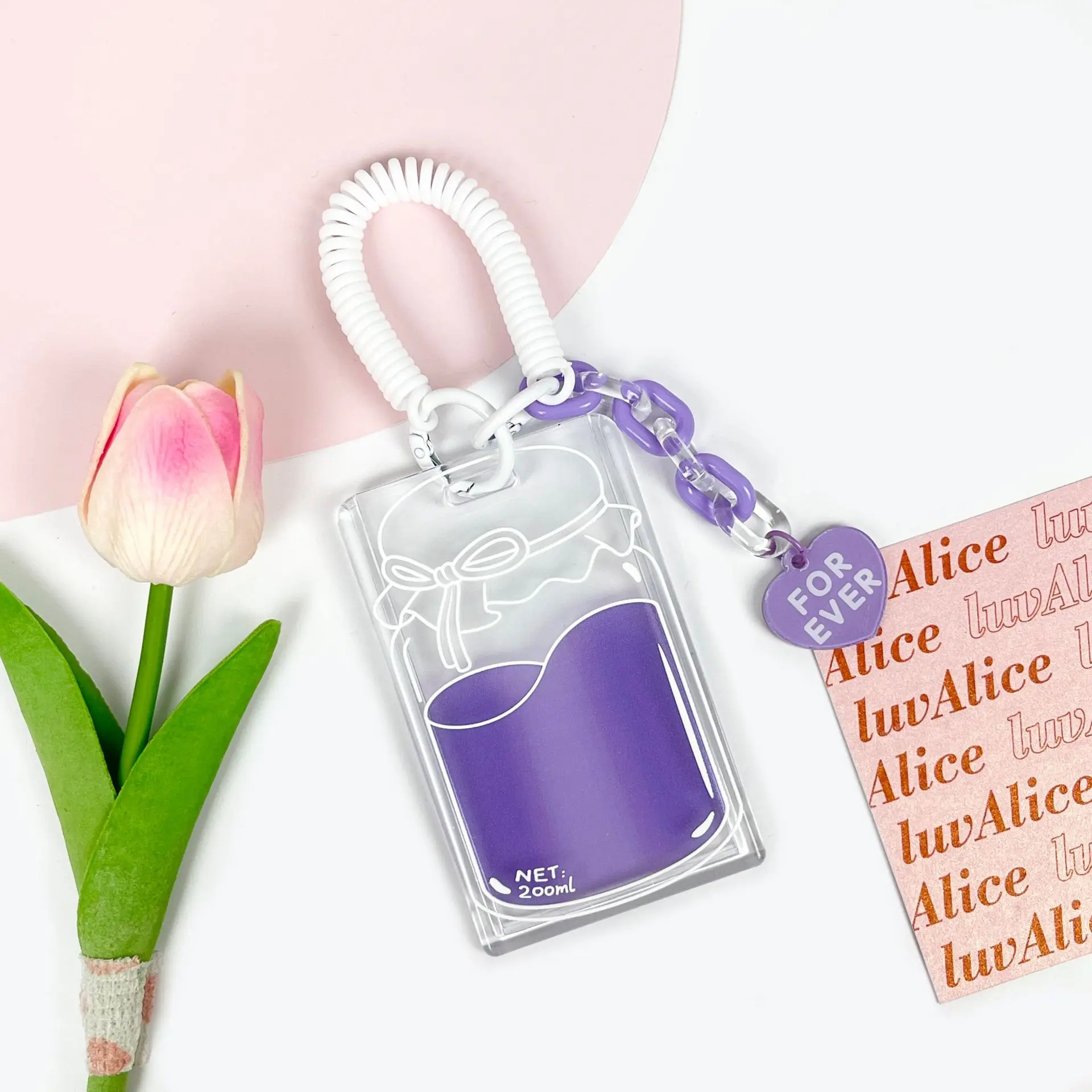 Student Fun Transparent Card Covers Spring Rope Cartoon Meal Card Case Game Cards Protection Covers Lanyard Credit Card Holder