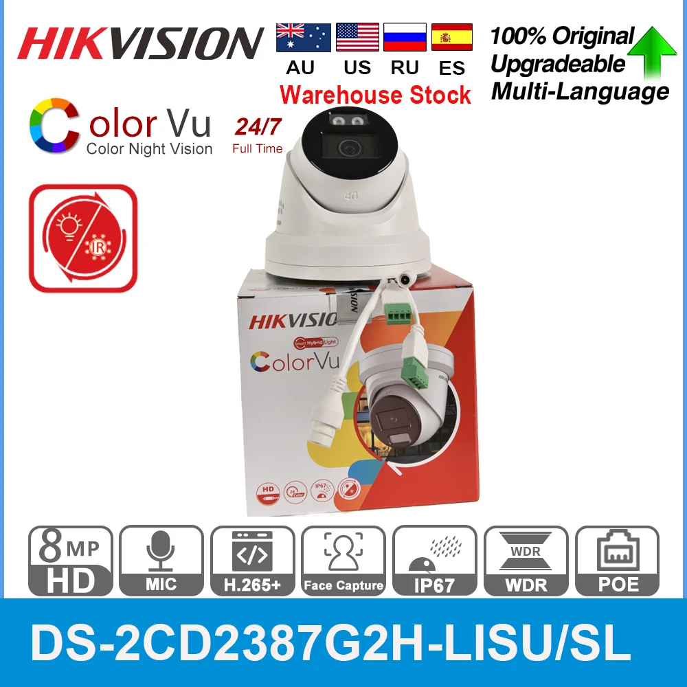 hikvision camera ip inteligente 8mp ds2cd2387g2h lisu sl ir branco luz dupla cor vu torre built in audio de vias alto falante mic 01