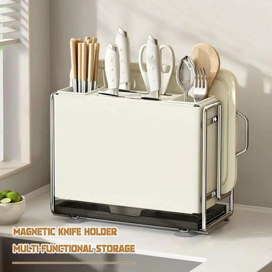 

Knife Block Holder Universal Knife Block Kitchen Knife Holder Kitchen Knife Rack Shelf Magnetic Chopsticks Cage Chopping Board