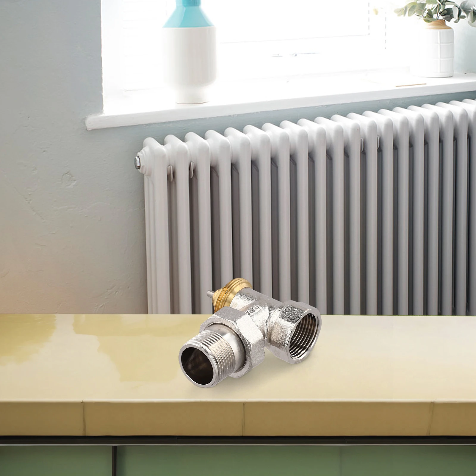 M30x1.5mm Thread Brass Angle Valve 85 Tilt Positioning Ambient Temperature Control Energy-Saving Valve DN15 Size
