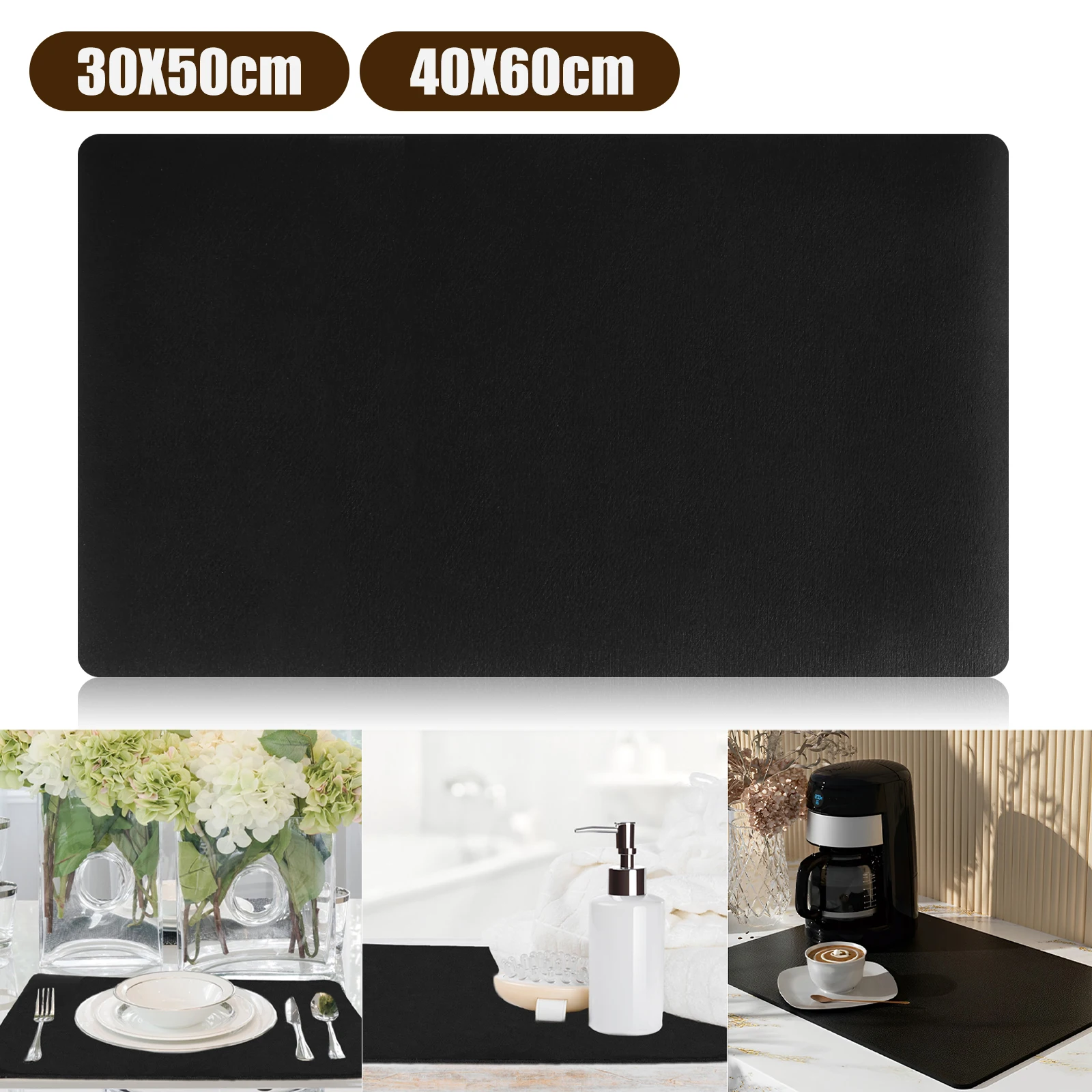 Absorbent Coffee Mat Hide Stain Rubber Backed Dish Drying Mats Anti-Slip Draining Mat Coffee Maker Espresso Machine Mats Coffee