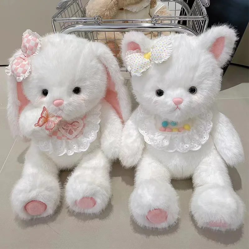 45cm Kawaii Brown Teddy Bear White Cat Bunny Plushies Toys Soft Stuffed Animals Baby Appease Sleeping Dolls Girls Hug Pillow Toy