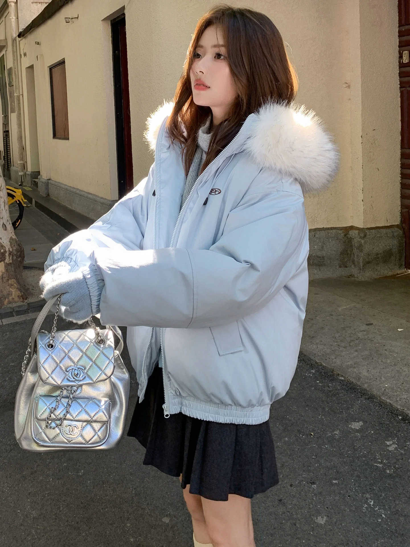 

Parkas Vintage Womens Winter Double-Layer Heated Climbing Slim-Fitting Metal Wearable Zip-Up Lattice Filled Midi Adjustable Girl