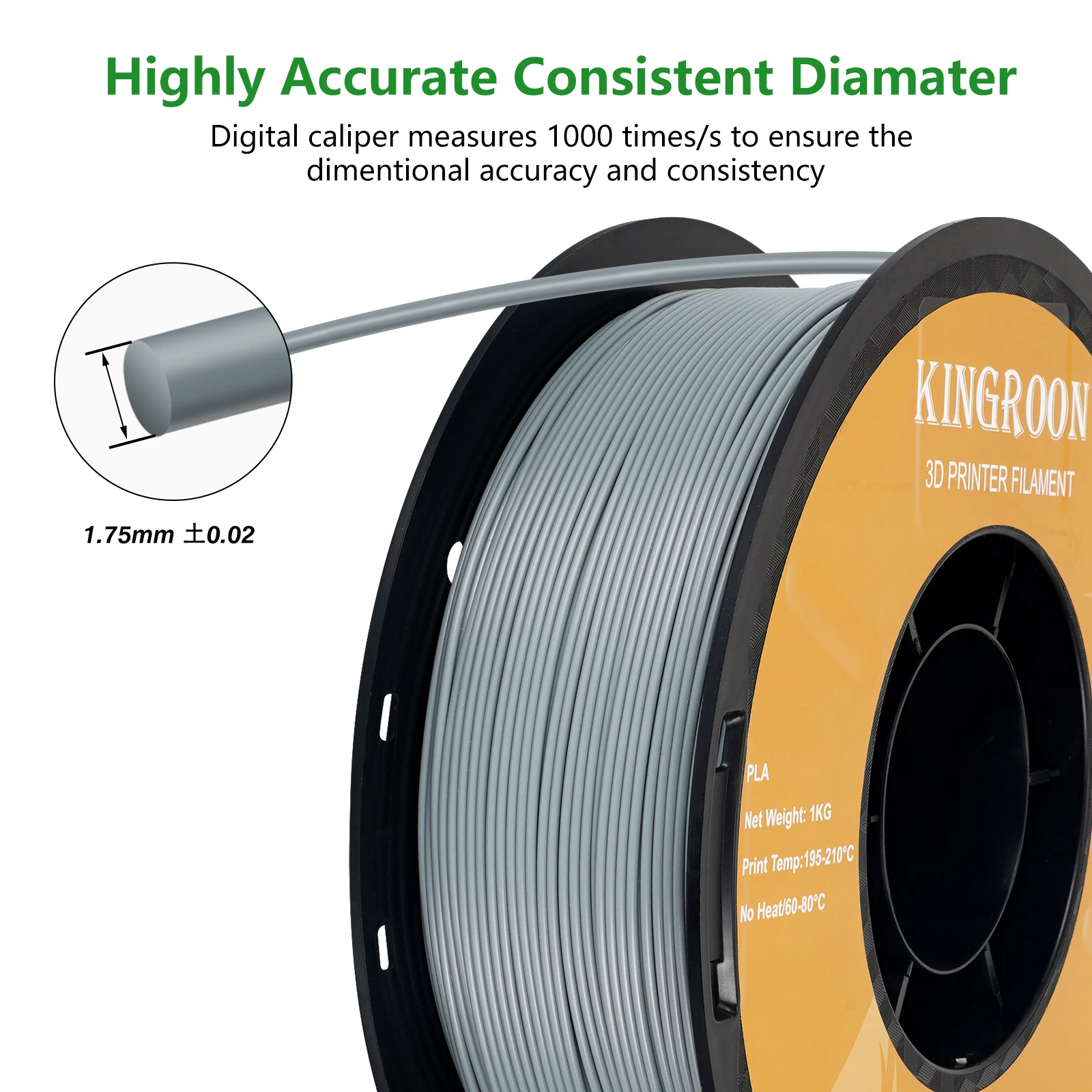 KINGROON PLA Filament 1,75mm 5/10KG PLA-Kunststoff für 3D-Drucker, Standard 1kg/Rolle 3D-Druckfilamente in Mischfarben, Lokaler Versand – Detail 10