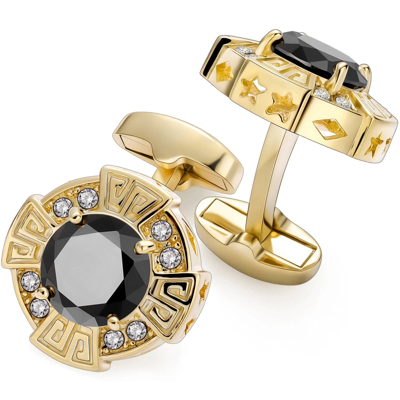 Crystal Cufflinks for Men with Gift Box, Gold Tone Cuff link for Men's Dress Shirts and French Cuff Shirts on Wedding Party