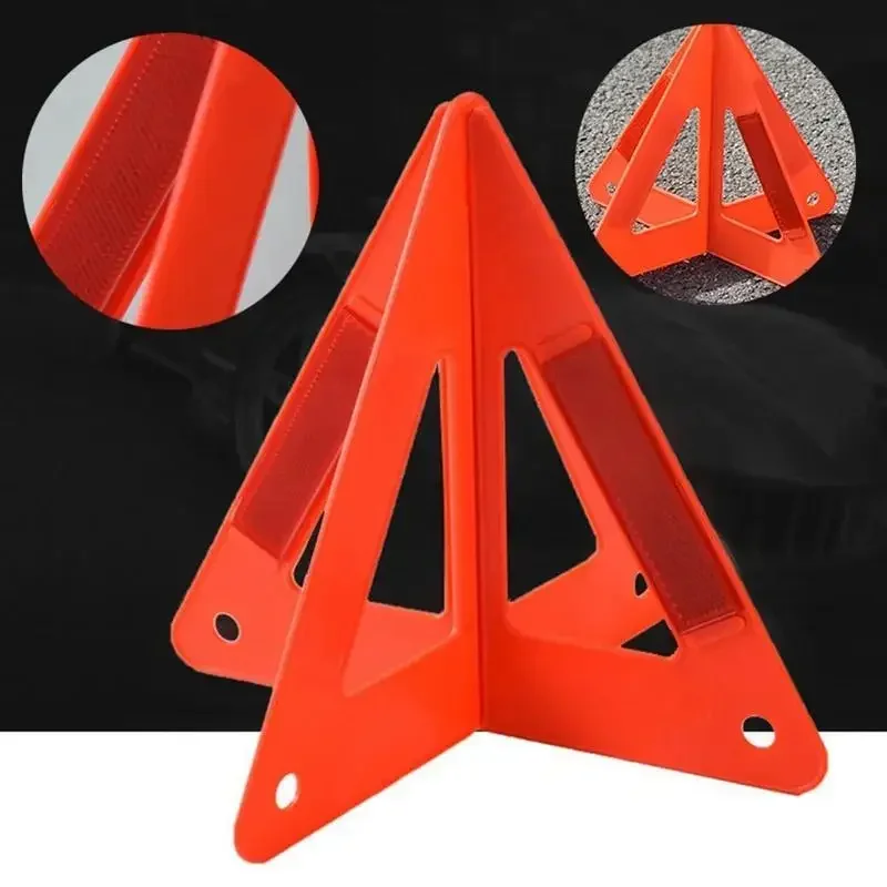 

1pc Car Emergency Breakdown Warning Triangle Red Reflective Road Safety Hazard Car Tripod Portable Foldable Stop Sign Reflector