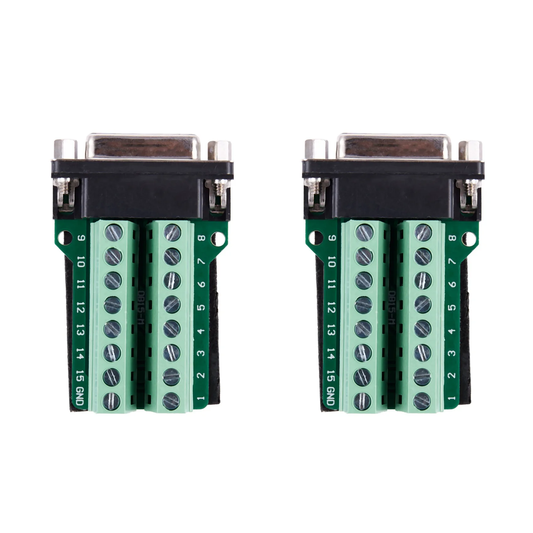 2X DB15 D-SUB VGA 15Pin Female Adapter Jack Terminal Breakout PCB Board