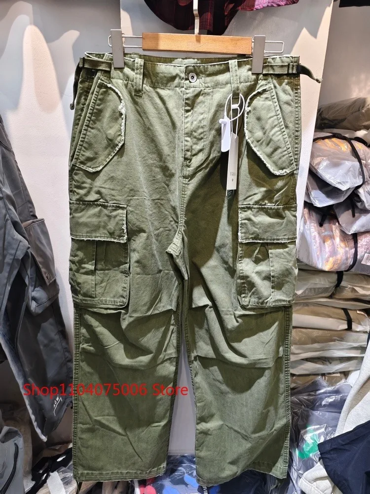 

FGSS Multi Pocket Cargo Pants Vintage Distressed Loose Casual Trousers for Men Comfortable Streetwear Long Pants