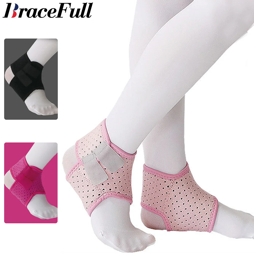 1Pair Kids Foot Support Wrap Ankle Brace Child Tendon Compression Lace Up Protect Youth Sports Dance Arch Sprain Joint Pain