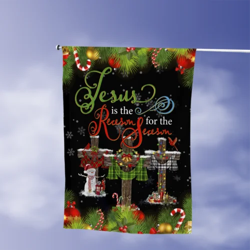 Jesus Merry Christmas Flag, Christian Jesus Is The Reason For The Season Flag