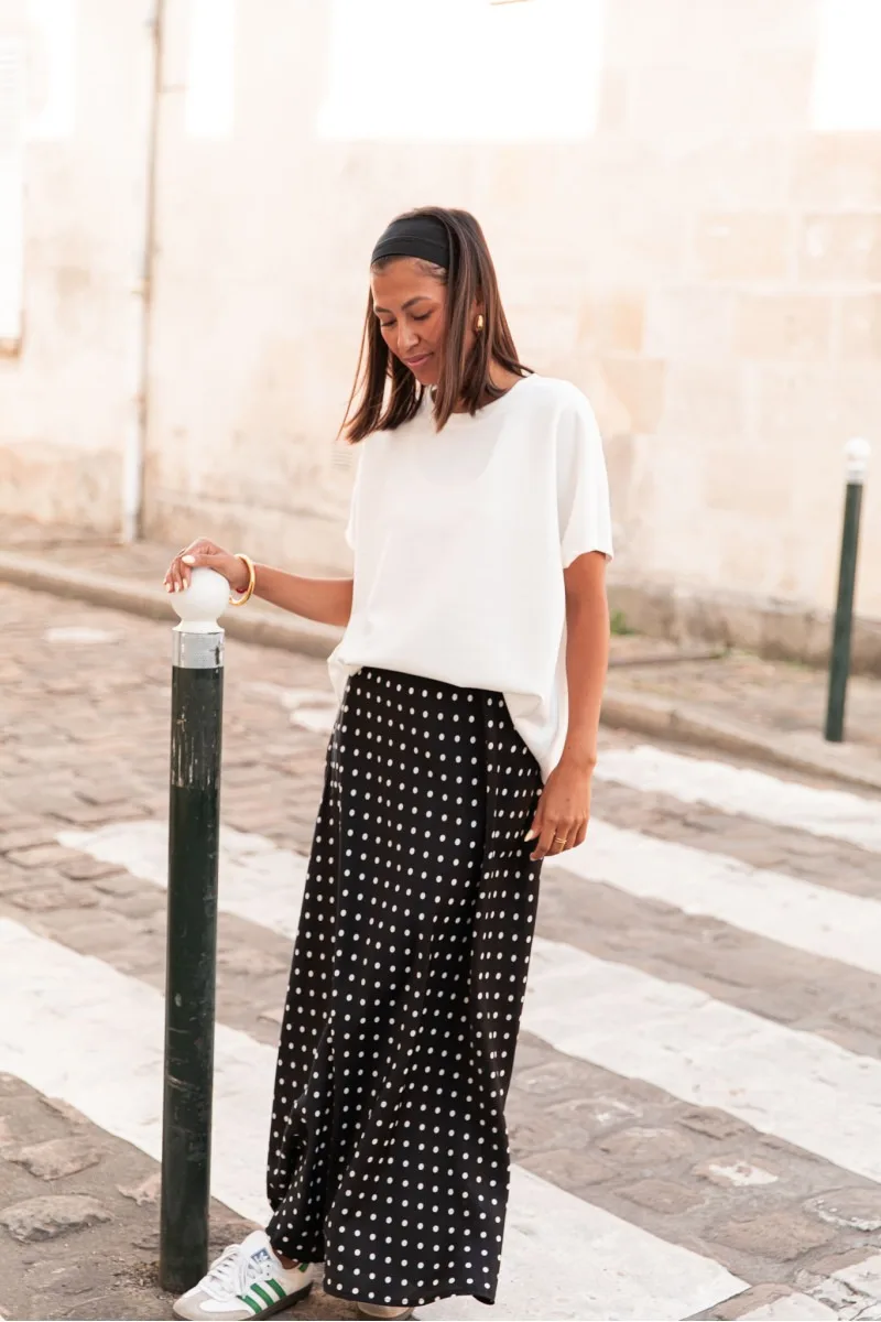Polka Dot Vintage Style Long Skirt For Women High Waist Mid Length Classic Dot Midi Skirts For Women Summer Casual Party Wear