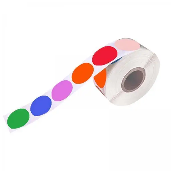 2x25mm Round Multi Color Coded Inventory Dots Roll of 500 Labels Stickers