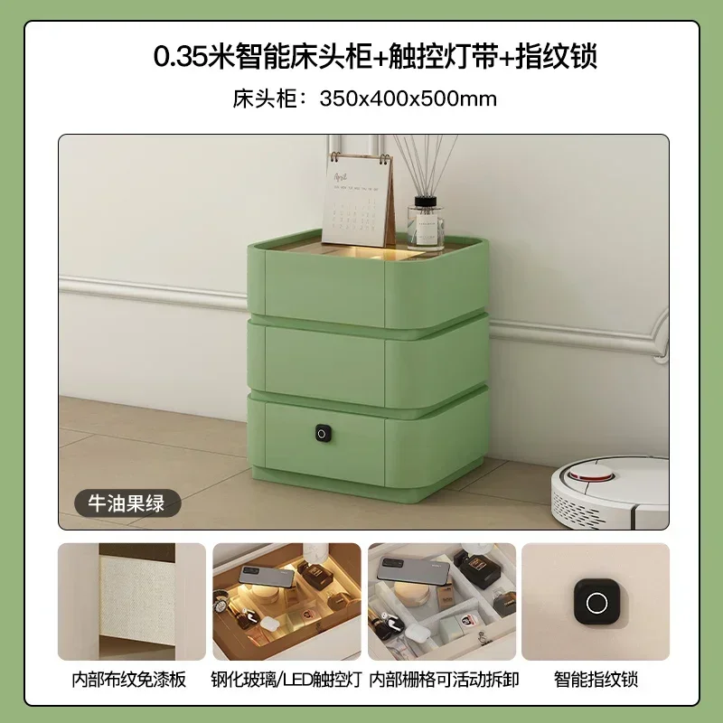 French cream wind bedside table lamp integrated with lock pure solid wood master bedroom light luxury high sense