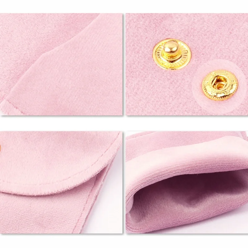 High Quality Velvet Jewelry Bag Snap Button Packing Bag Soft Velvet Pouch Portable Ring Earring Necklace Bracelet Storage Bag view 5