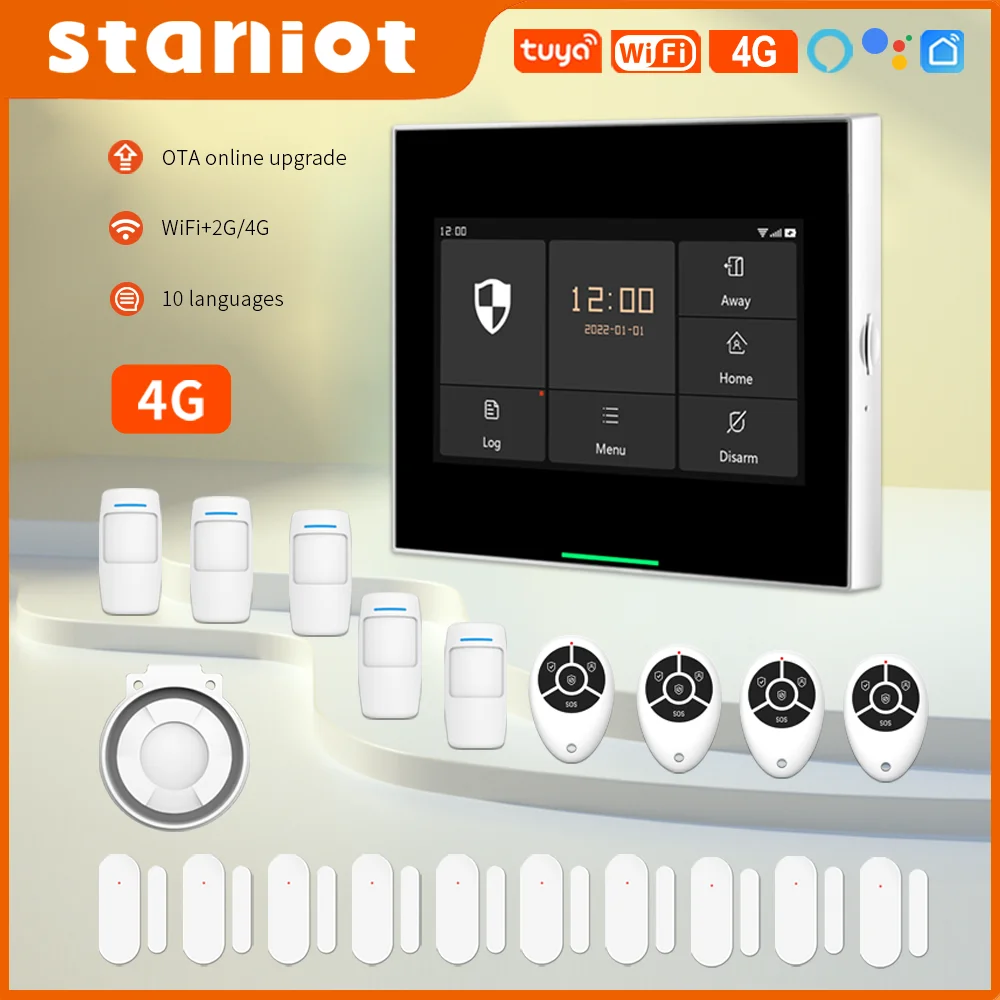 Staniot 433MHz Bezprzewodowy Wifi 4G Inteligentny system alarmowy do domu Zestawy do garażu i pomocy mieszkaniowej Tuya i Samrtlife APP