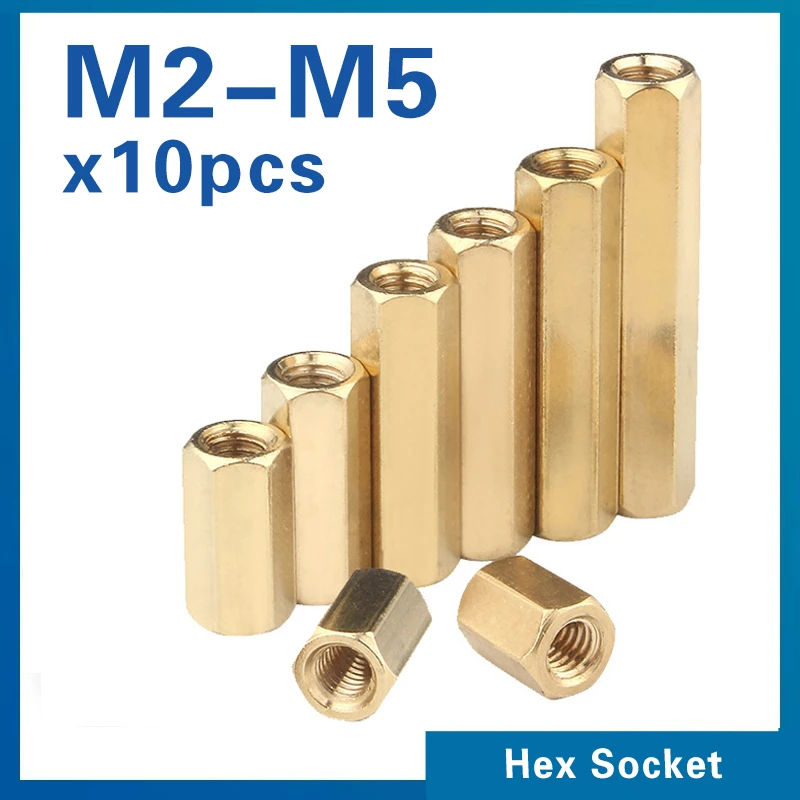 10 teile/los Hex Buchse auf Buchse M2 M2,5 M3 M4 M5 messing abstandshalter Sechskantbolzen Spacer Hohl Säulen Schraube