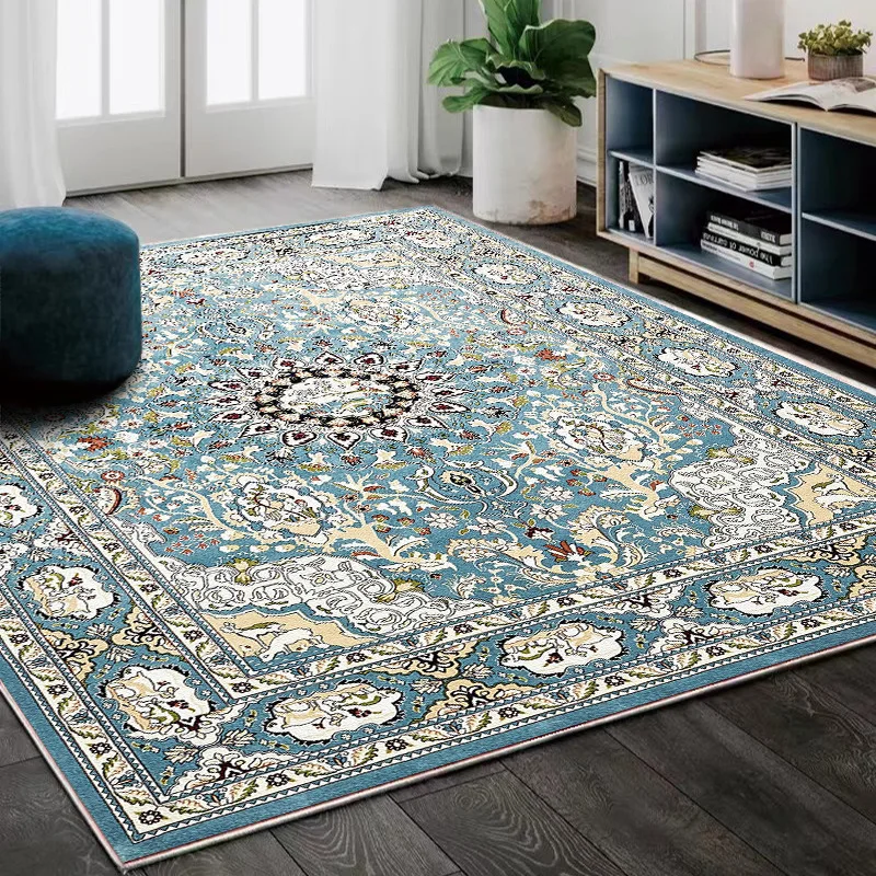 

Vintage Printed Faux Cashmere Carpet Persian Sofa Coffee Table Comfy Floor Mat Durable Home Decor for Living Room Study Room