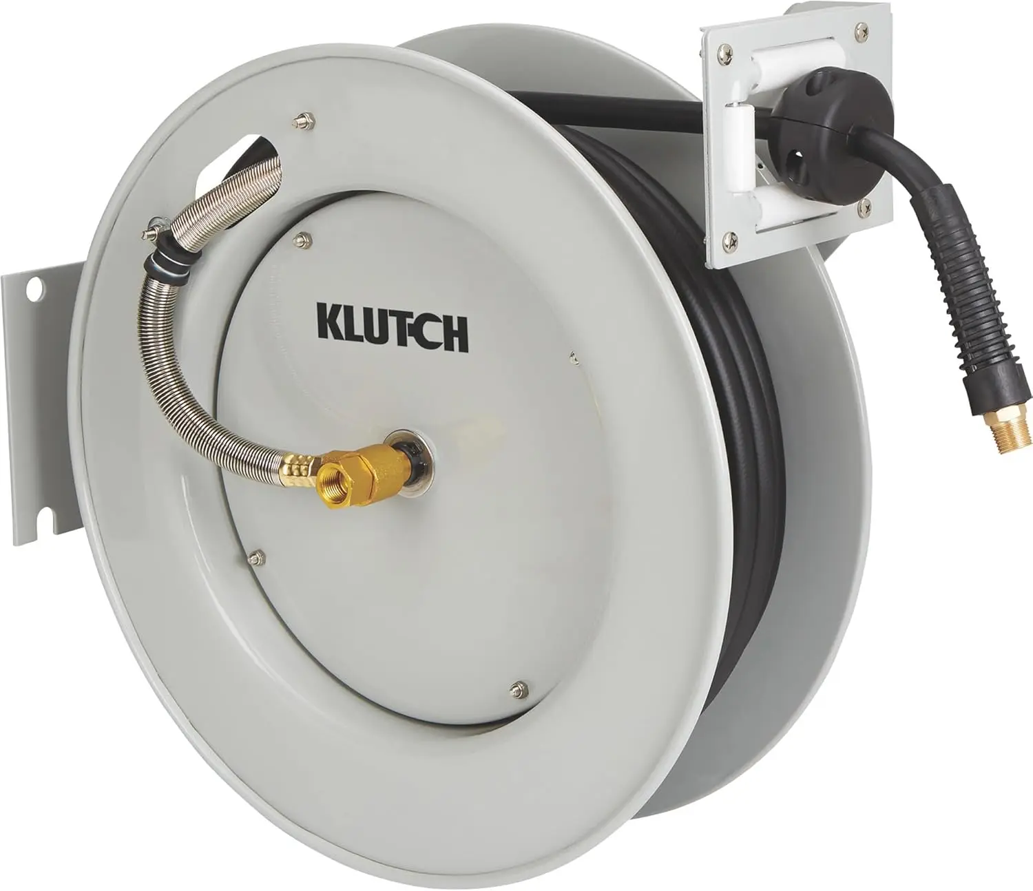 Auto Rewind Air Hose Reel - with 3/8in. x 50ft. Hybrid Polymer Hose, 300 Max