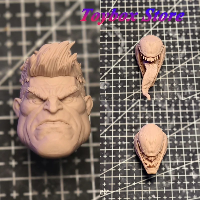 

1/12 Scale Huge Man Hero Unpainted Head Sculpt Alien Villain Long Tongue Mini Model Toys Accessory For 6" Ml Shf Mezco Body