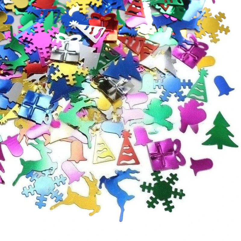 50g/bag Christmas Santa Tree Hat Mixed Alphabet Note Silver Sequins - Glitter Flakes for DIY Masks & Nail Art Accessories