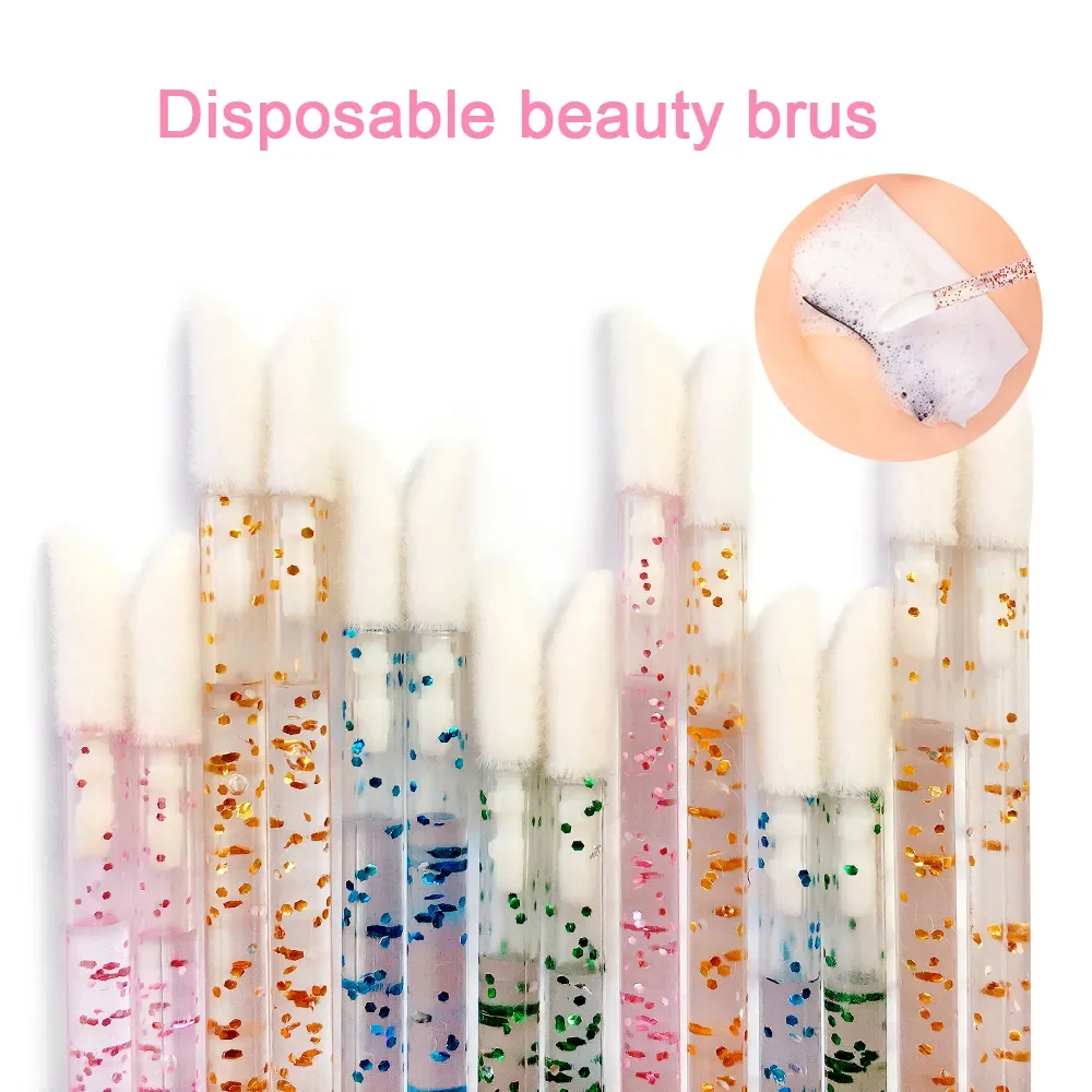 50Pcs Disposable Lip Brush Eyelash Extension Brushes Makeup Tools Crystal Micro Brushes Eyebrow Mascara Applicator Cleaner