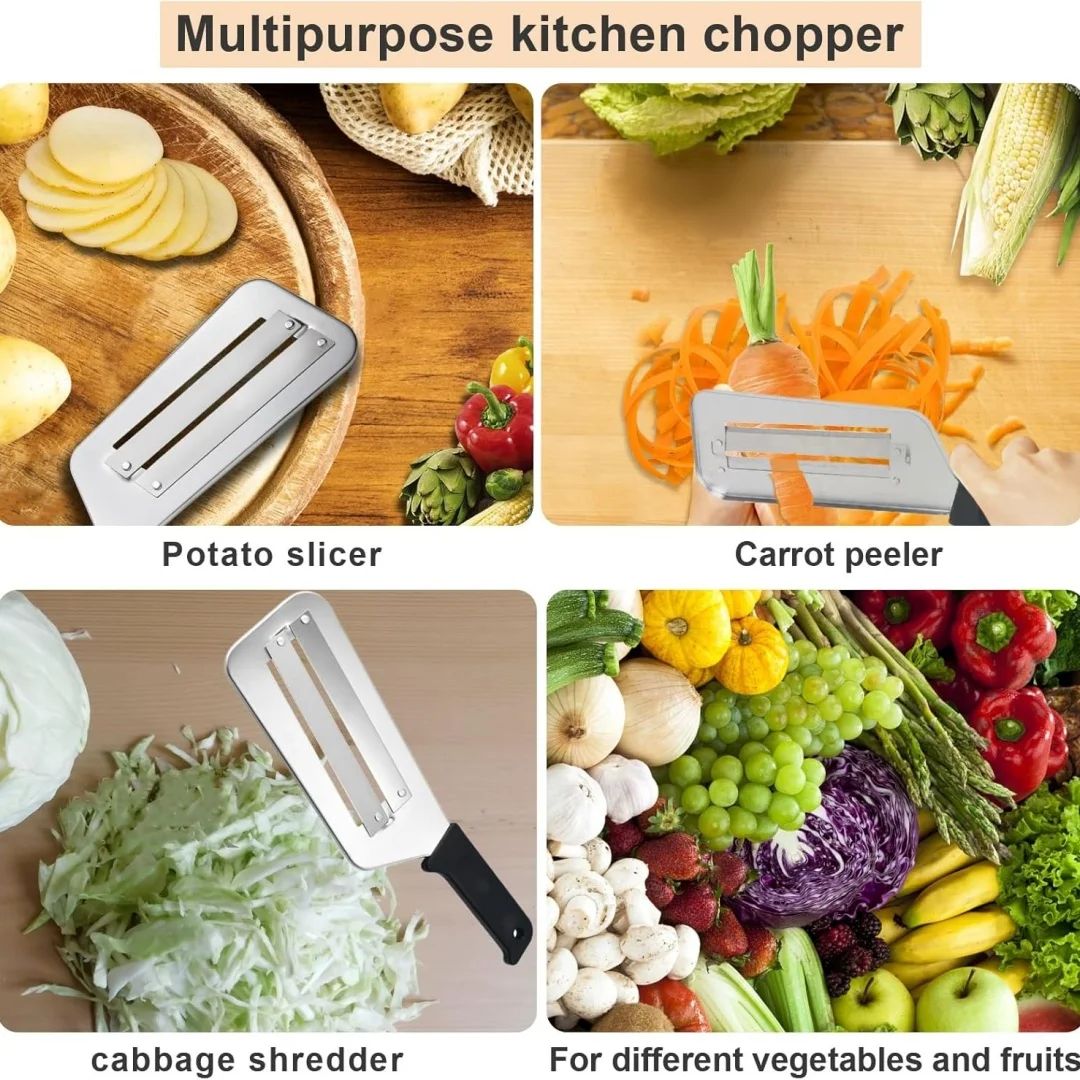 Stainless Steel Cabbage Shredder, Commercial Grade Lettuce Slicer for Coleslaw, Wide Mouth Vegetable Chopper with Safety Guard,black