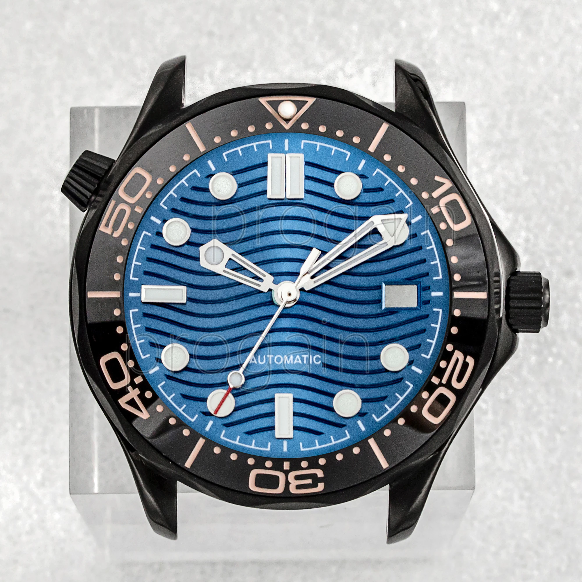 NH35 Case Dial Hands for Seamaster 300 Stainless Steel 10ATM Waterproof Watch Case fit NH35 Automactic Movement Replacements