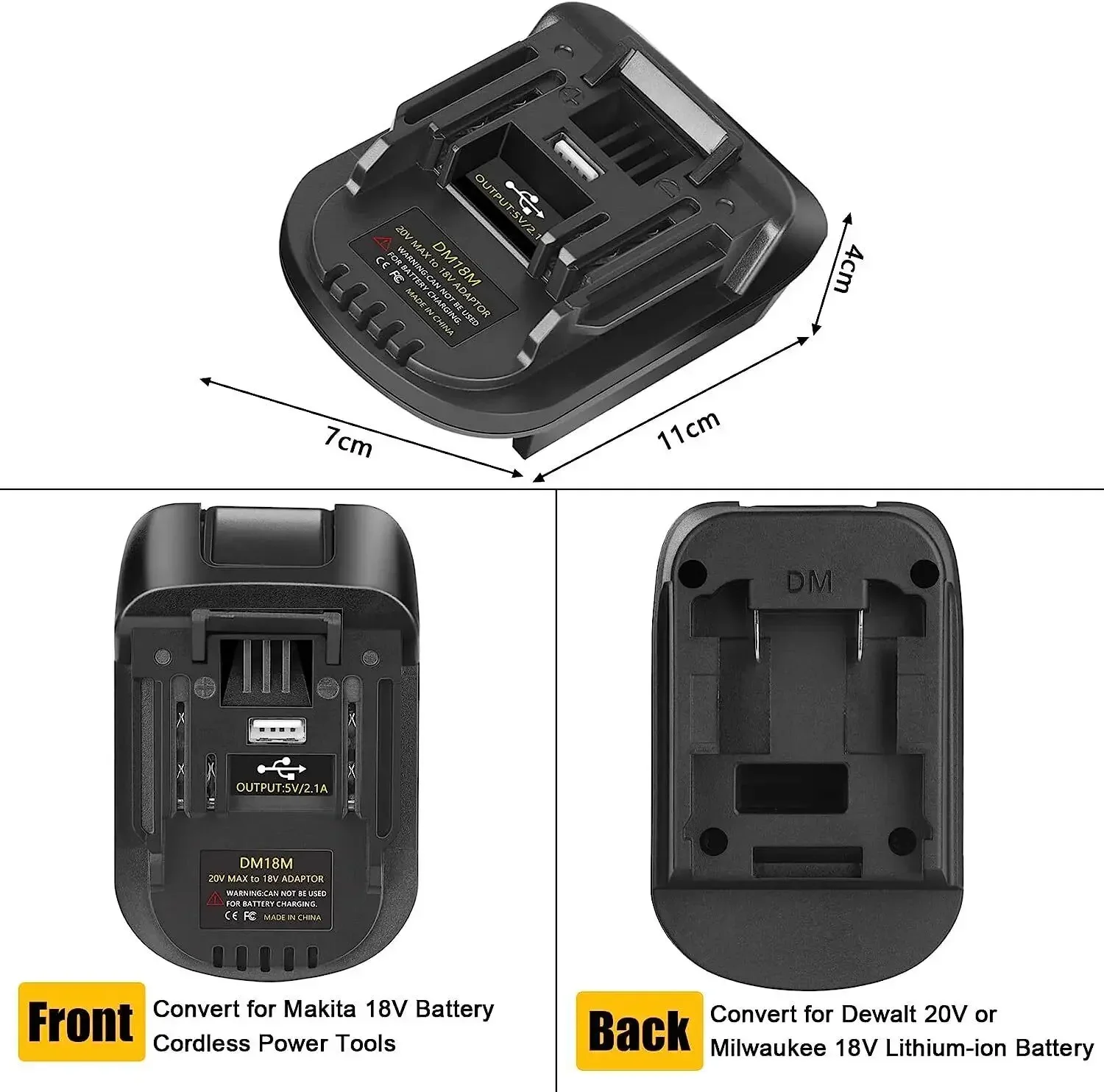 Imagem -04 - Conversor Adaptador de Bateria para Milwaukee Dewalt 20v Li-ion Battery Converter para Makita 18v Tools Dm18m