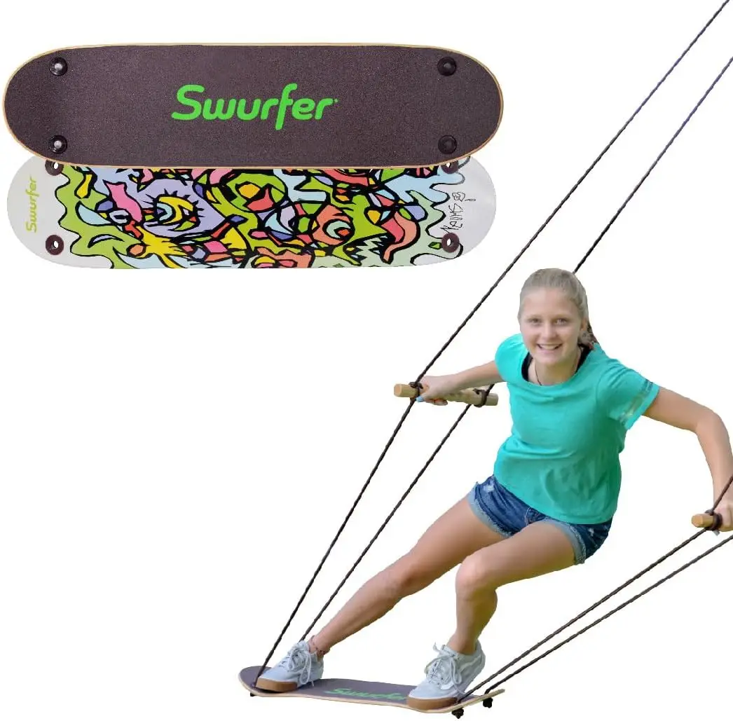 

Outdoor Skateboard Swing for Kids and Adults, Adjustable Handles, Holds 200 lbs, Ages 6+, Grip Tape for Safe Play