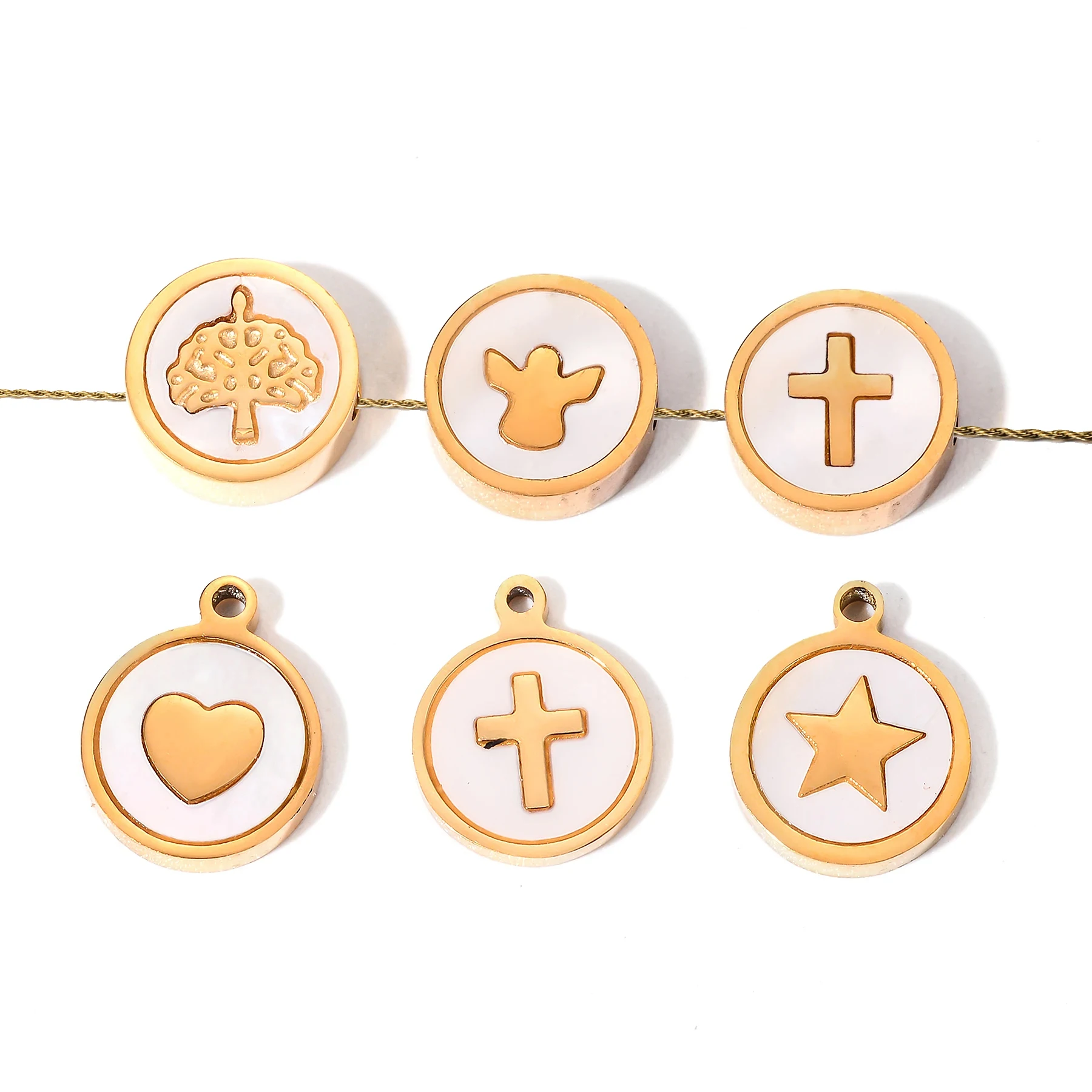 

10 шт. оптом: круглые бусины-разделители из нержавеющей стали в форме звезды и ангела для изготовления ожерелий, браслетов и ювелирных изделий своими руками