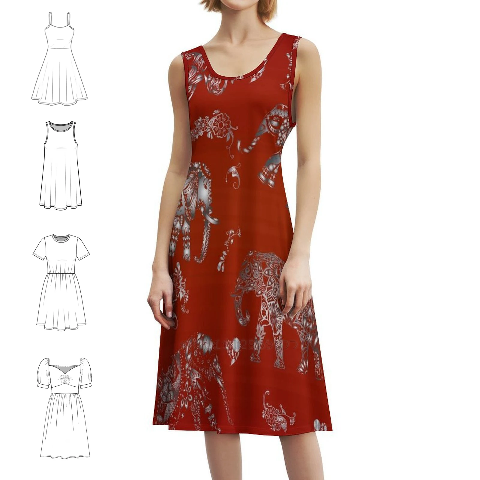 

Elephant Of India Korean Style Dress For Women Elegant Casual Dress For Party Or Daily Wear India Elephant Flowers Silver