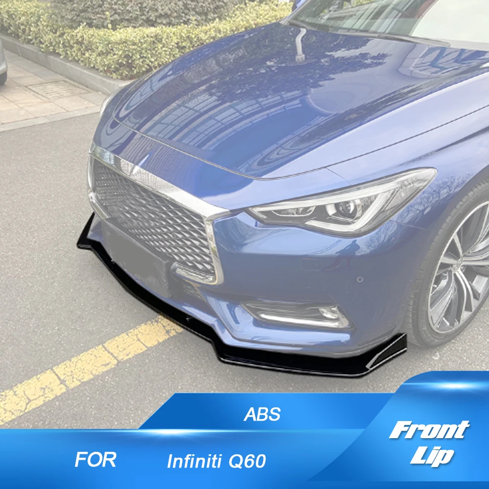 

3PCS ABS Black Front Bumper Lip Chin Spoiler Splitters For Infiniti Q60 Coupe 2016-2021 Car Front Bumper Lip Spoiler Apron Guard