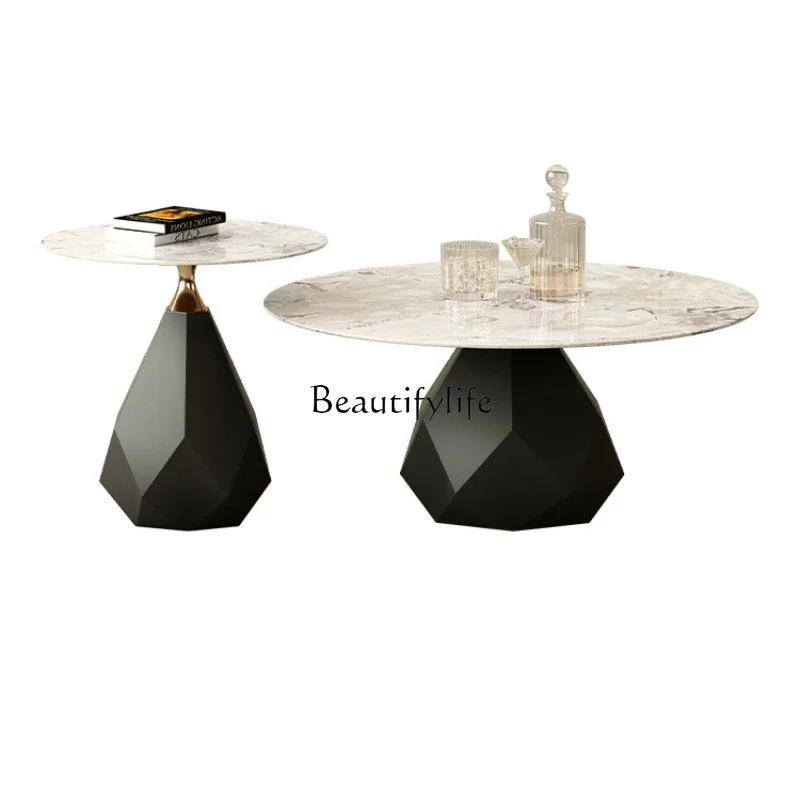 Pure Natural Luxury Stone Endtable High-End Designer Cream Style Italian Light Luxury High-End Tea Table