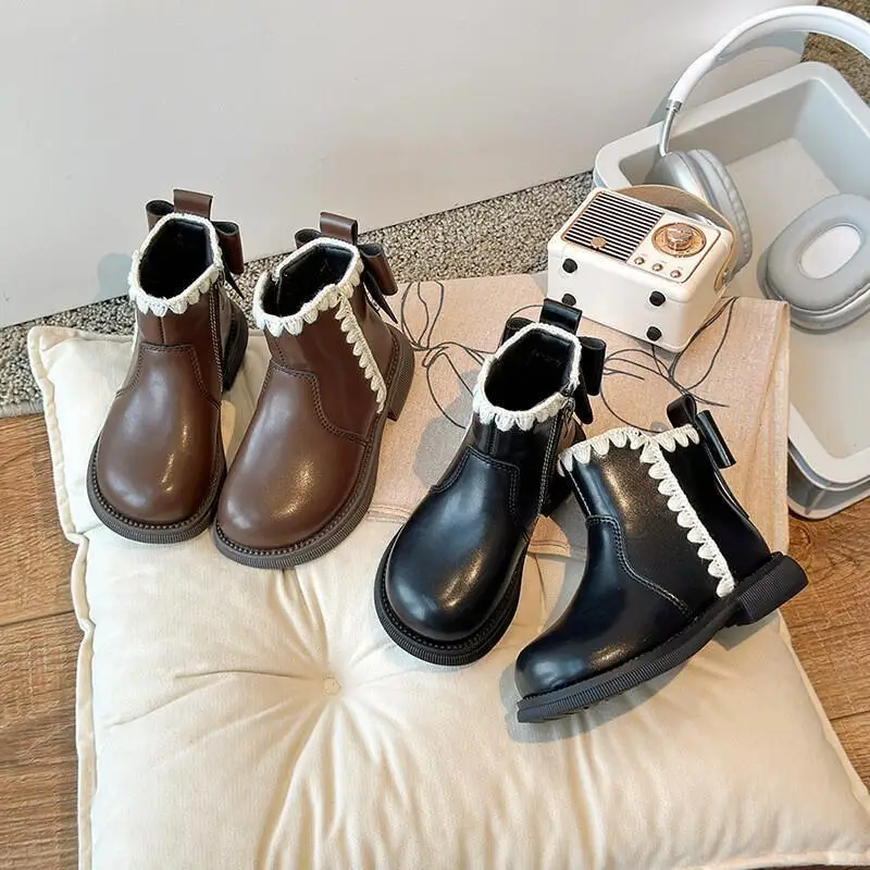 

Популярные модные детские ботинки, модная детская обувь S, новинка 2024, зимние детские ботинки, нескользящие теплые ботинки в корейском стиле для девочек, большие