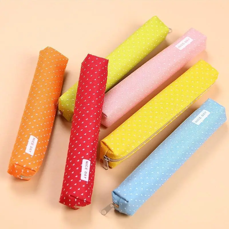 Candy-Striped Polka Dot Pencil Case Small-Capacity Multifunctional School Pouch For Teens Unisex Student Organizer