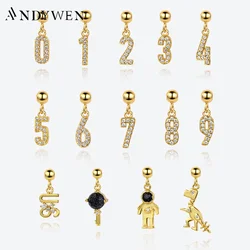 ANDYWEN New 925 Sterling Silver Pendant Number 0 To 9 Charm Animal Astronaut Jewelry Making For Women 2022 Wedding Jewelry Gift