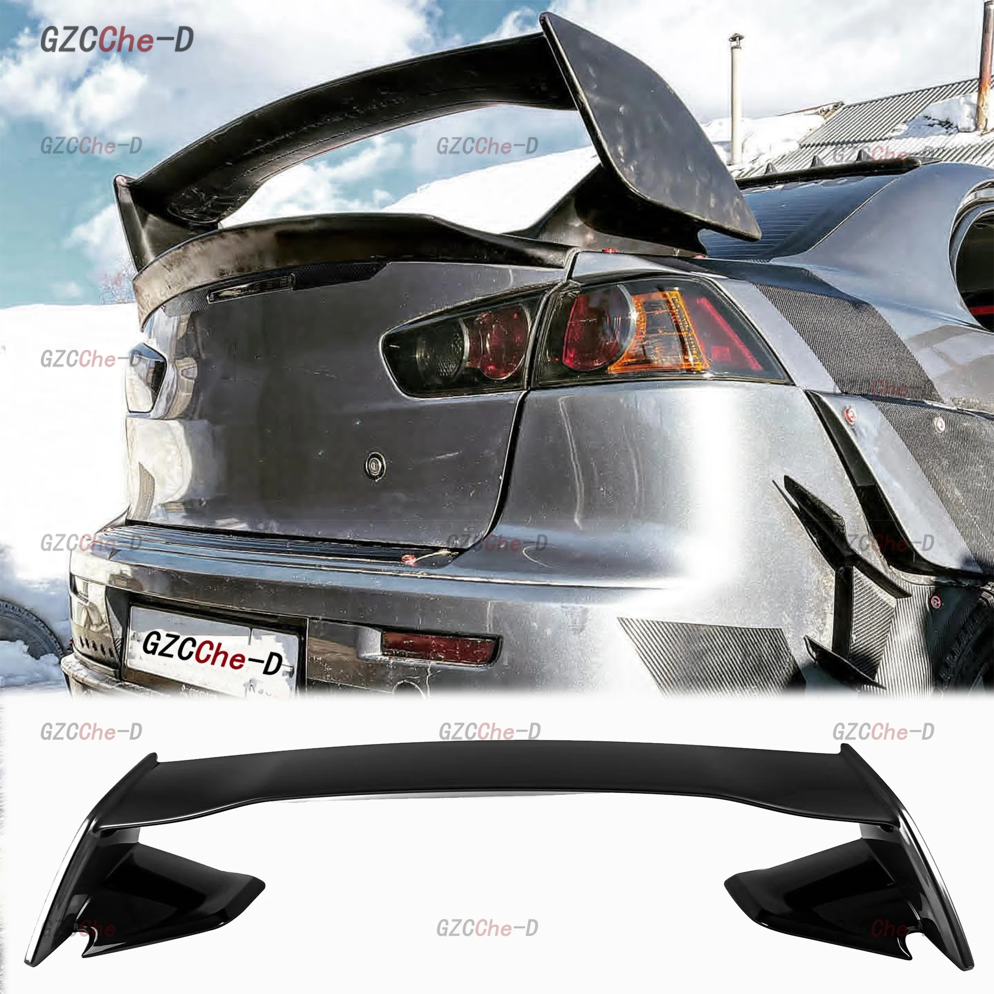 Suitable for Mitsubishi LANCER EVO black spoiler 2009-2016 ABS material primer rear spoiler decoration trunk spoiler