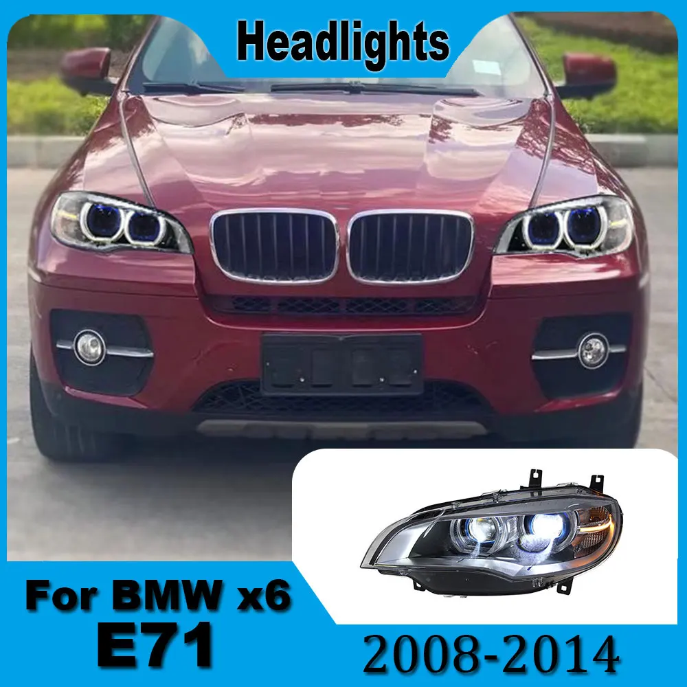 

Car Styling Headlight For BMW X6 2008-2014 E71 LED DRL Turn Signal Lights Bi-xenon Lens Angel Eye HeadLamps Auto Accessories