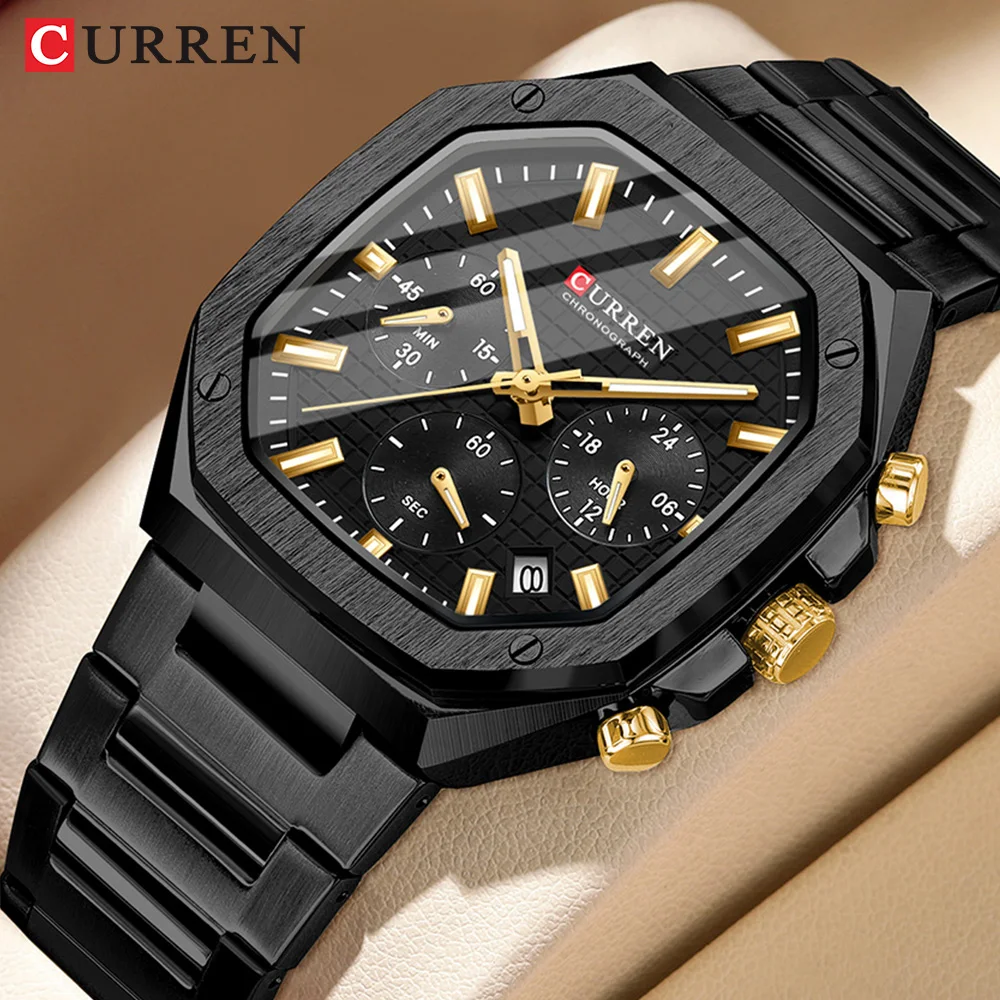 Istro REN-Montre à Quartz pour Homme avec Chronographe, Design Unique, Carré, Cadran Vintage, Bracelet en Acier Inoxydable, Décontracté, Top Marque,