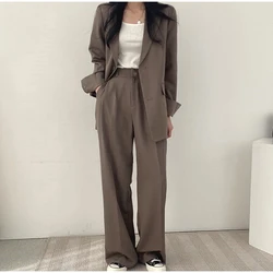 Completo Casual da donna pantaloni dritti a vita alta e giacca a petto singolo tascabile Set da ufficio alla moda primaverile