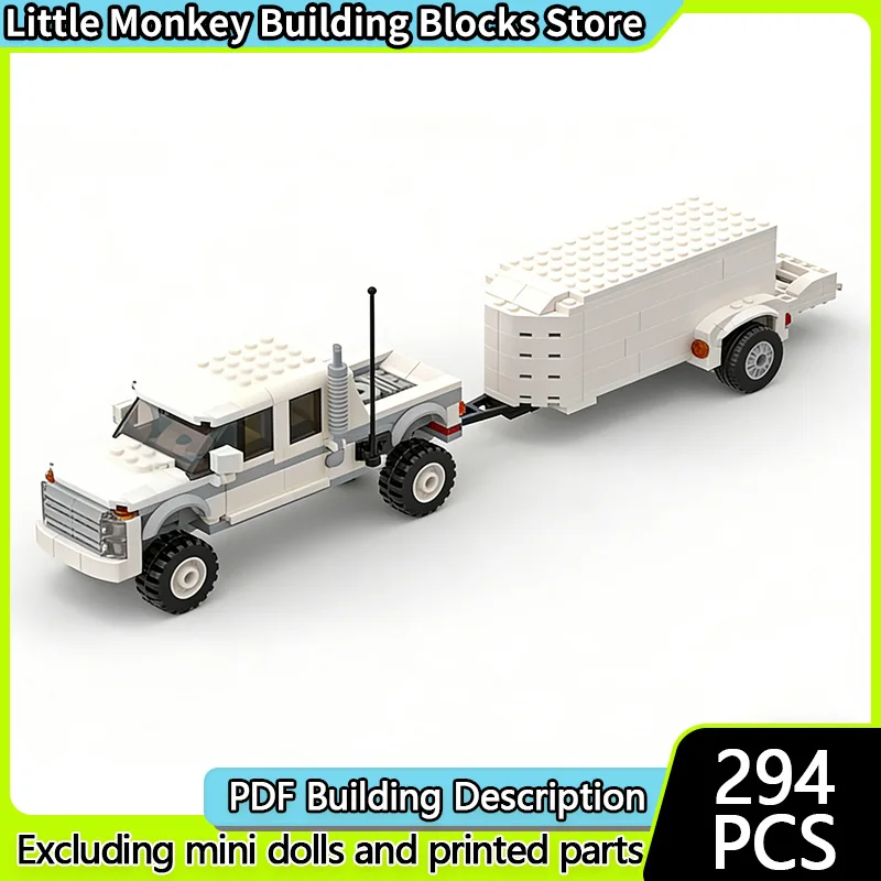 

Speed Racing Car Model MOC Building Bricks Cab Truck With Trailer Modular Technology Children Holiday Gifts Assemble Toys Suit