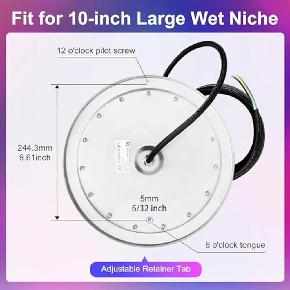 10-Zoll-LED-Poolleuchten RGB-Farbwechsel kompatibel mit Jandy Pro Pentair Hayward Sta-Rite 120 V/12 V manueller Controller IP68
