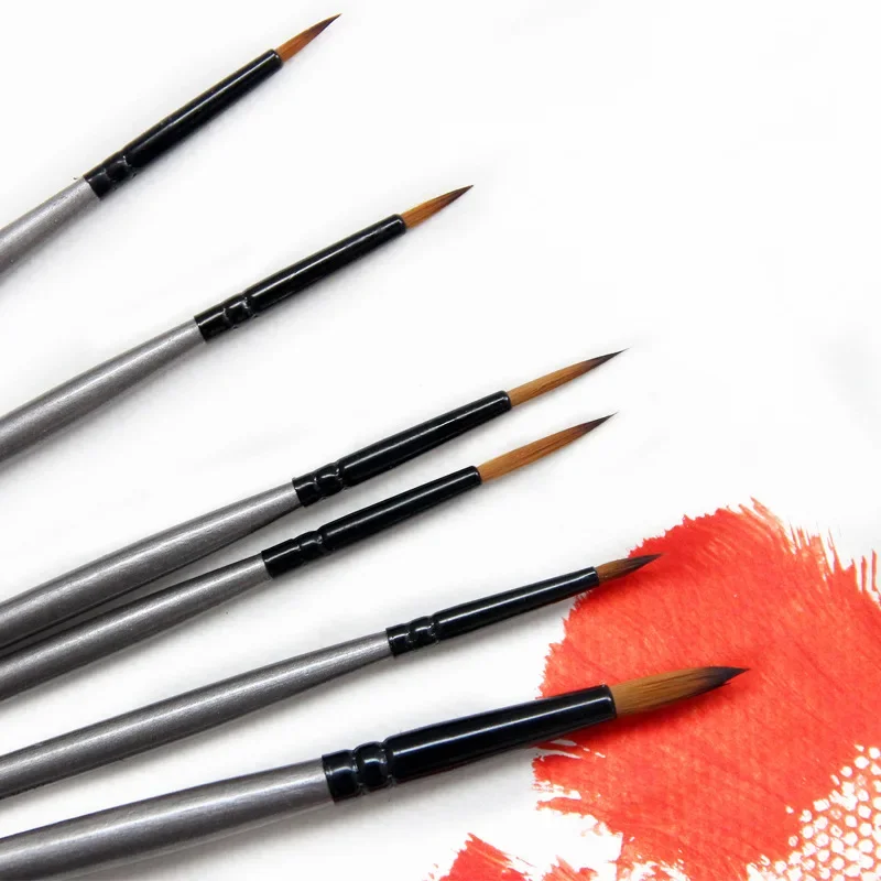 

Nylon Hook Brush Silver Brush 6 Sets Oil Painting Pen Art Supplies for Painting