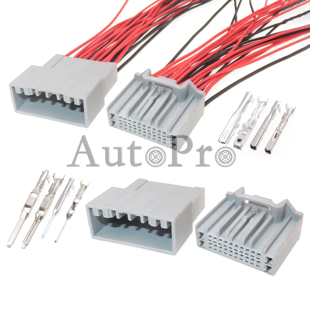 1 Set 24 Way Auto Plastic Housing Unsealed Hybrid Connector AC Assembly Radio Power Horn Wire Cable Socket MX58024PFB MX58024SFB