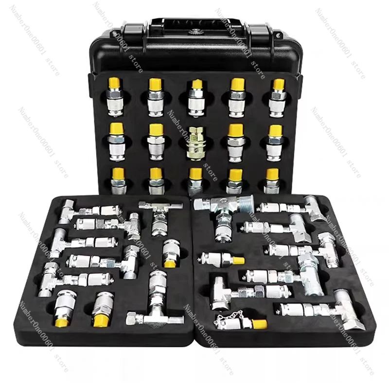 20 Joints 14 Tees Excavator Pressure Test Tee Pilot Distribution Valve Travel Hydraulic Maintenance Pressure Gauge Adapter Kit