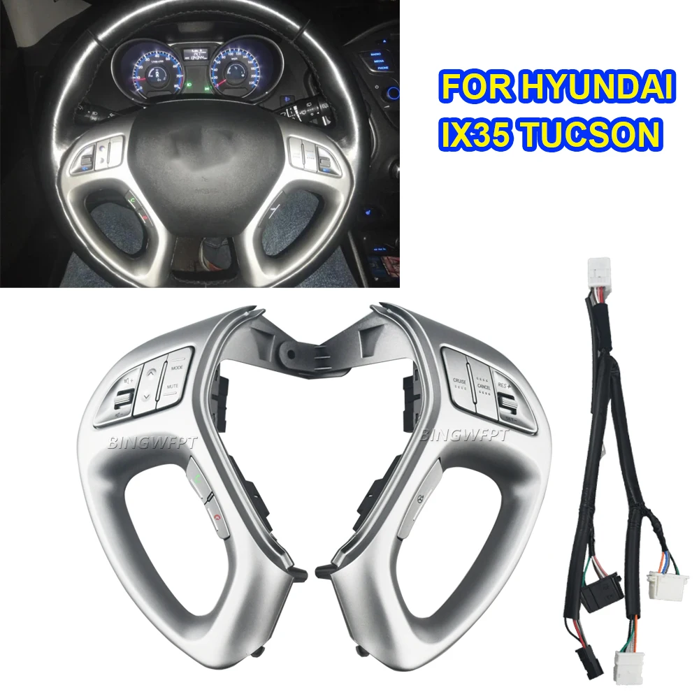 Backlight For Hyundai IX35 2010-2017 Tucson 2010-2014 Car Steering Wheel Cruise Bluetooth Control Buttons With Cables