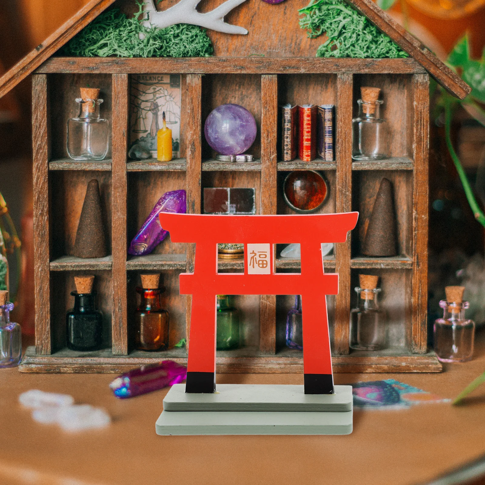 

1Pcs Chinese Traditional Wooden Blessing Door Adornment Mini House Decor Creative Style Miniature Door Ornament Photo