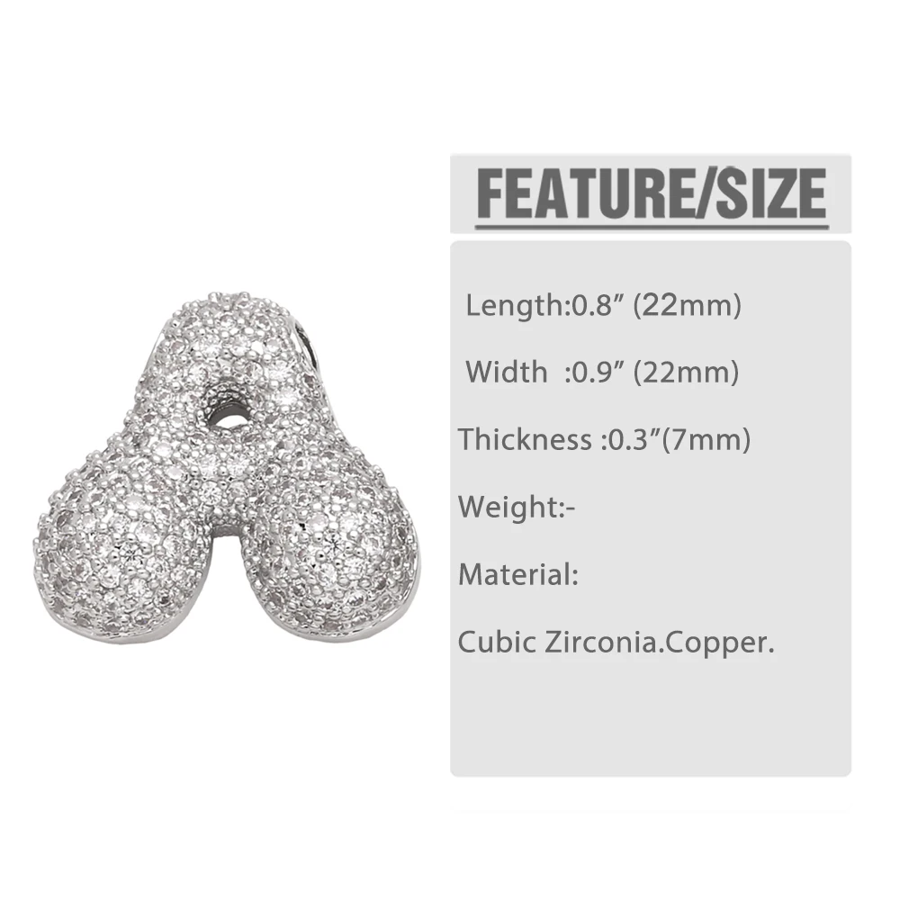 OCESRIO Silver Color White Crystal Bubble Letter Pendant for Necklaces Ballon Initial Necklace Jewelry Making Supplies pdtb595