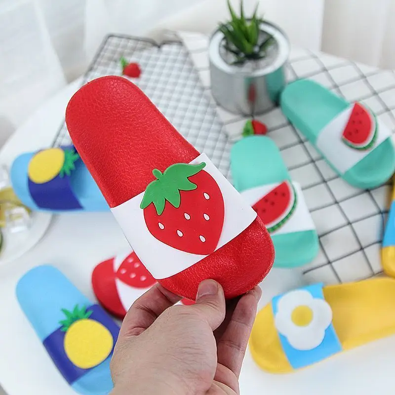 Fruit Style Children Slippers Light Non-Slip Home Indoor Shoes Comfort Bathroom Shoes Boys House Shoes Baby Kid Flip Flops Girls