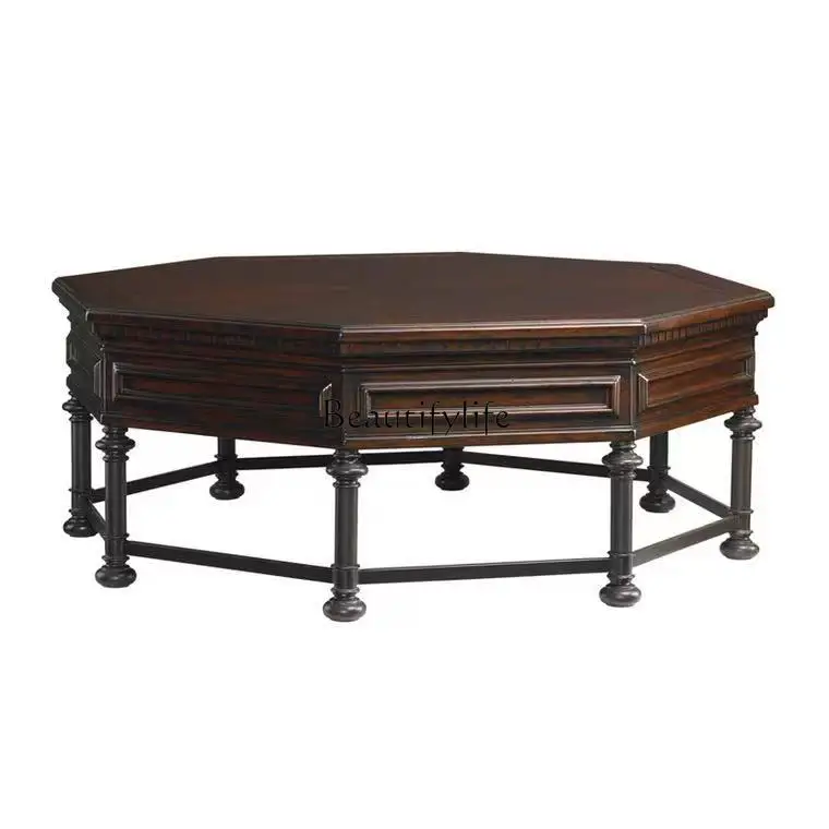 

European solid wood coffee table neoclassical low table antique furniture can be customized